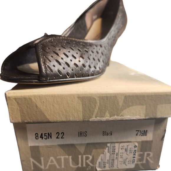 Naturalizer Shoes Heels Leather Open Toe Women's Black Size 7.5 Medium - Picture 2 of 15